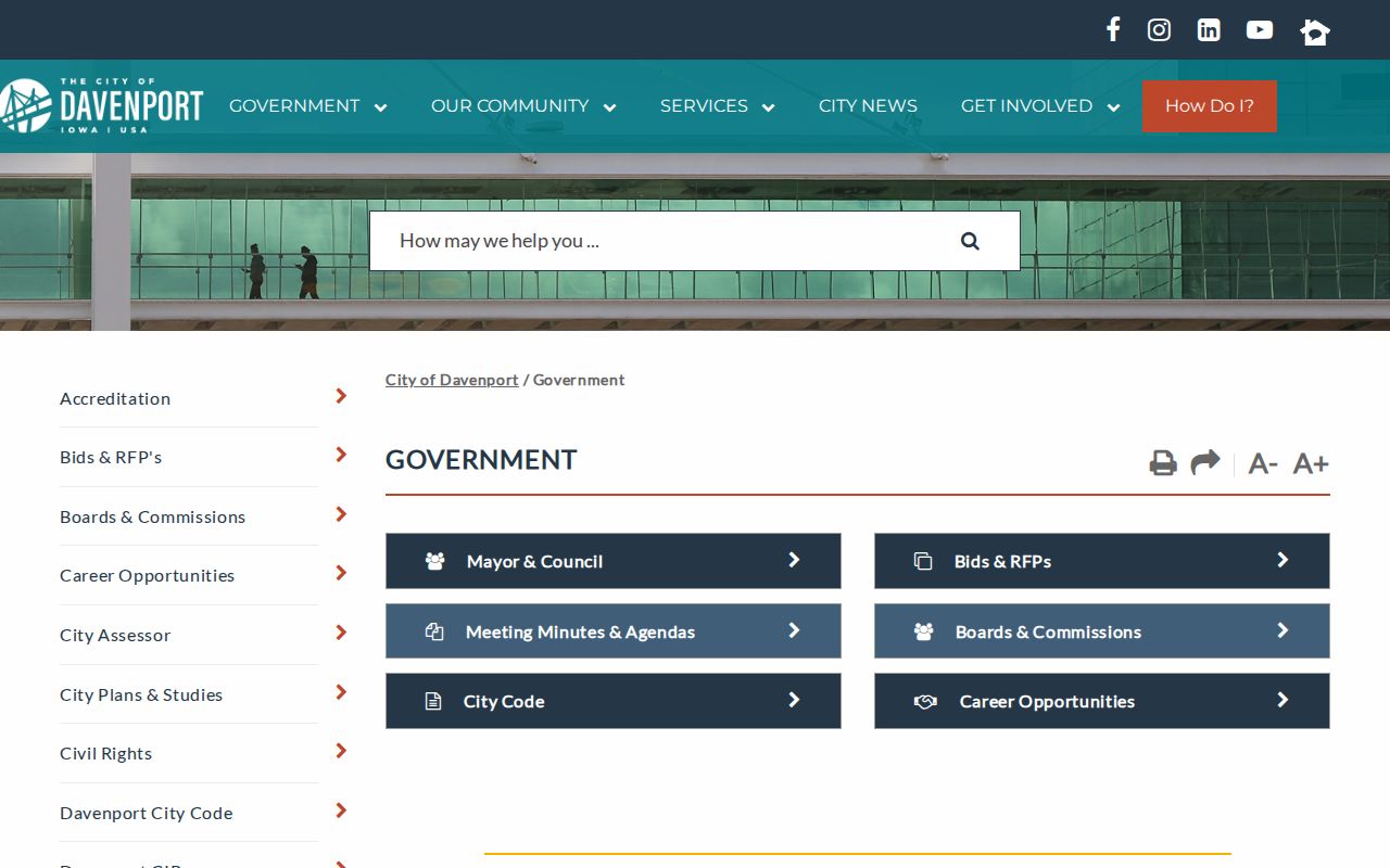 Davenport city government directory entry