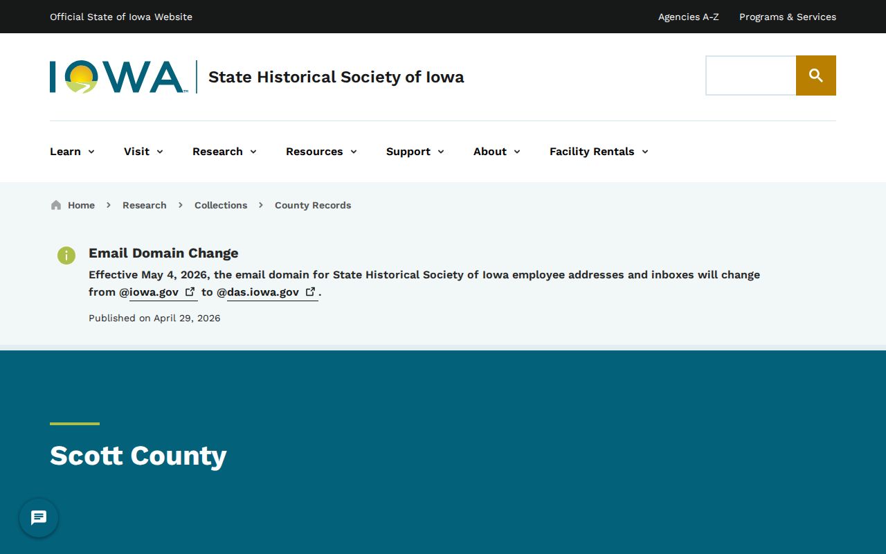 Scott County archival records for Davenport previous residents