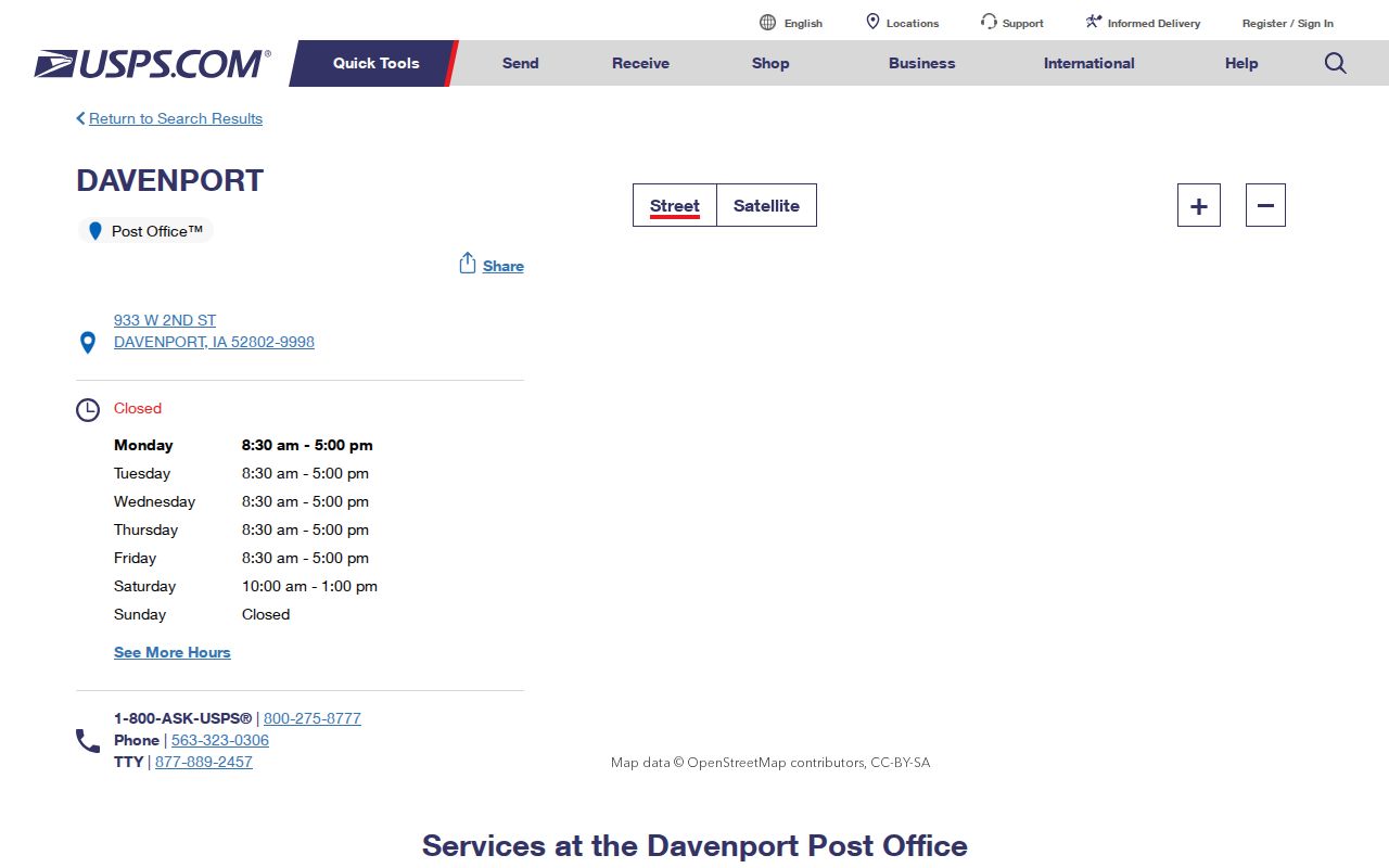 USPS Davenport post office location details